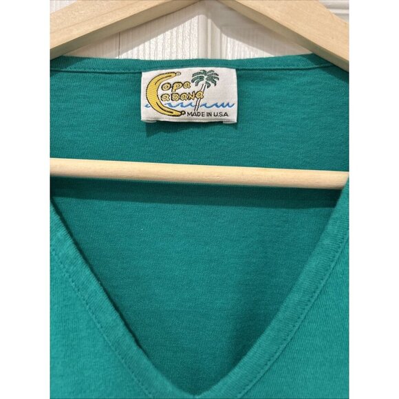 Vtg Copa Cabana Womens T shirt L Green Fish Underwater Treasure 80s Embellished - Picture 7 of 11